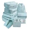 9-teiliges Reise-Organizer-Taschen-Set, blaue Packtaschen für Koffer und Kleidung sortieren. - Digital 9-Teiliges / Koreanisches Blau