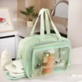 Trousse de toilette imperméable avec compartiment transparent et grande capacité. - L / Avec compartiment à chaussures / Vert