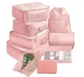 9-teiliges Rosa Reise Organizer Set Koffer Packtaschen für Kleidung und Schuhe - Digital 9-Teiliges / Rosa
