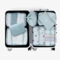 7 Teiliges Reise Packtaschen Set Koffer Organizer Wasserdichte Kleiderbeutel Blau - Neues 7-teiliges Set Koreanisch Blau