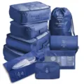 9-teiliges Reise-Packtaschen Set, blaue Koffer-Organizer für Kleidung, Schuhe und Kosmetik. - Digital 9-Teiliges / Marineblau