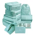 Reiseorganizer Set 9 Stueck Packtaschen fuer Koffer Kleidung Aufbewahrungstaschen blau - Digital 9-Teiliges / Hellblau