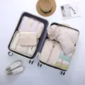 Reise-Aufbewahrungstaschen-Set 7-teilig wasserdichte Kleider-Organizer Wuerfel fuer Koffer - Neues 7-teiliges Set Beige