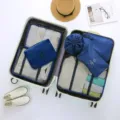 7-teiliges Reise-Organizer-Taschen-Set, blaue Packtaschen für Kleidung und Koffer. - Neues 7-teiliges Set Marineblau