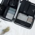 7-teiliges Reise Organizer Set Packtaschen Koffer Organizer für Kleidung und Schuhe - 7-teiliges Set in Schwarz