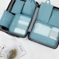 7-piece travel storage bag set for luggage packing, organized clothing and cosmetic organizers. - 7-Piece Set / Blue