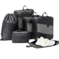 Reise Kompressions-Packtaschen Set, Koffer-Organizer für Kleidung, tragbare Aufbewahrung. - 6-teiliges Set / Schwarz
