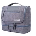 Grey cationic hanging travel toiletry bag with dry wet separation for daily use storage. - Gray