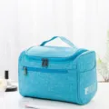 Kationische Oxford Stoff Reise Kosmetiktasche Tragbarer Make-Up Organizer Etui - L / Blau