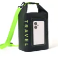 Waterproof dry bag 2L beach swim outdoor crossbody bag with transparent phone pocket black green - Black