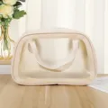 Wasserdichte transparente PVC Kosmetiktasche mit grossem Fassungsvermogen fur den Strand - S / Beige