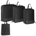 4-teiliges Set schwarzer Reise-Kompressionstaschen, tragbare Koffer-Organizer für Kleidung. - 4-teiliges Set / Schwarz