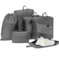 Komprimierbare Reise Packtaschen Set, tragbare Koffer Organizer für Kleidung und Schuhe. - 6-teiliges Set / Grau