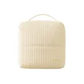 Beige gesteppte Kosmetiktasche mit Griff, große Kapazität stehende Reise-Kulturtasche Aufbewahrung - Make-up-Tasche / Morgennebel Weiß