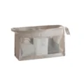 Portable travel mesh cosmetic bag large capacity toiletry organizer storage pouch beige wash bag - Apricot
