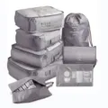Ensemble de Cubes de Voyage Gris 7 Pièces Organisateur de Bagages pour Valise Accessoires - Ensemble de 8 trousses de toilette gris
