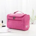 Rosa kationische Oxford-Stoff Kulturtasche, Reise Kosmetik Aufbewahrungstasche mit Haken. - L / Fuchsia