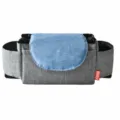 Grey Stroller Organizer Bag with Blue Flap Multi-Pocket Baby Pram Storage Pouch SKU - Gray