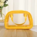 Gelbe transparente PVC Kulturtasche, wasserdichte große Strandtasche mit Griff für die Reise. - S / Gelb