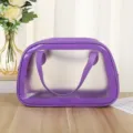 Wasserdichte PVC Kosmetiktasche grose Kapazitaet doppelte Schicht Strand Waschbeutel - S / Lila