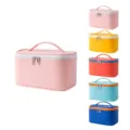 Large capacity portable cosmetic bag travel makeup organizer storage pouch for daily beauty items. - Pink