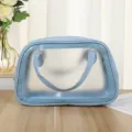 Light blue transparent PVC cosmetic bag, waterproof toiletry bag for travel and daily use. - Sky Blue