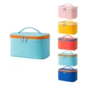 Large capacity portable cosmetic bag travel makeup organizer with double zipper and handle - Sky Blue