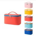 Large capacity portable cosmetic bag with handle, multi-color makeup storage pouch - Orange
