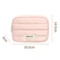 Pink quilted makeup bag travel cosmetic pouch portable toiletry organizer for women - Pink