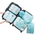 8-piece travel packing cubes set, lightweight luggage organizers and compression bags. - New 8-Piece Set / Bright Blue