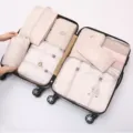 8-piece travel storage bag set for luggage organization, beige waterproof packing cubes. - New 8-Piece Set / Beige