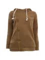 Women's Asymmetric Zip Hooded Sweatshirt Casual Long Sleeve Brown Hoodie Jacket Plus Size - M / Khaki