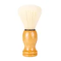 Men's shaving brush with soft nylon bristles and ergonomic wooden handle for daily grooming. - Wood Grain Handle Style (H104)