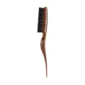 Brown teasing hair brush with tail, side view variant for professional salon styling and volume. - Brown