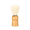Wooden handle shaving brush with soft white bristles for classic men wet shaving care. - Mixed Wood Shaving Brush (H100) / 9.1cm