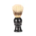 Professional shaving brush with classic black handle and soft bristles for men's wet shaving. - Black