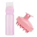 Flacone spremibile rosa per tintura capelli con scala e spazzola massaggio cuoio capelluto. - Gen 1 Set Rosa (Con Spazzola Rosa) / Rosa