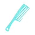 Peigne a cheveux a dents larges bleu clair peigne démêlant en plastique avec trou - Bleu