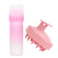 Botella aplicadora de tinte rosa y cepillo de masaje para el cuero cabelludo de silicona. - Gen 1 Juego Degradado Rosa Claro (Con Cepillo Rosa)