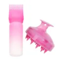 Conjunto de botella aplicadora de tinte rosa y cepillo de masaje para el cuero cabelludo. - Gen 1 Juego Degradado Rosa (Cepillo Rosa)