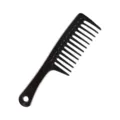 Peigne cheveux noir en plastique à dents larges avec trou de suspension pour un usage quotidien. - Noir