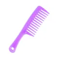 Peigne a cheveux violet a dents larges en plastique outil de coiffure portable avec trou - Violet Translucide