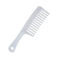 Peigne a cheveux en plastique transparent a dents larges avec poignee pour coiffage quotidien. - Blanc Transparent