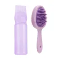 Botella aplicadora de peine de raiz purpura y juego de cepillo de masaje para el cuero - Gen 1 Juego Púrpura (Cepillo Mango Largo)