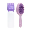 Cepillo de masaje para el cuero cabelludo de silicona y frasco aplicador para cabello - Gen 1 Juego Púrpura Oscuro (Cepillo Mango Largo)