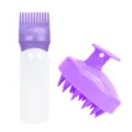 Conjunto de botella de peine de raíz para teñir el cabello y cepillo de masaje para cuero. - Gen 1 Juego Púrpura Oscuro (Con Cepillo Púrpura)