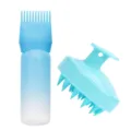Botella exprimible para teñir el cabello azul con escala y cepillo masajeador de cuero. - Gen 1 Juego Degradado Azul (Con Cepillo Azul)