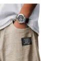 Men's Casual Cotton Linen Trousers Loose Straight Fit Black Label Pocket Detail View - S / Khaki