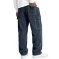 Men's Corduroy Straight Leg Casual Pants Retro Loose Cargo Trousers with Pockets Blue - M / Navy Blue