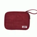Wine Red Cationic Polyester Digital Storage Bag, Portable Travel Electronic Accessories Organizer - Flat / Burgundy